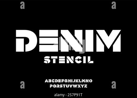 Modern bold stencil display font vector Stock Vector