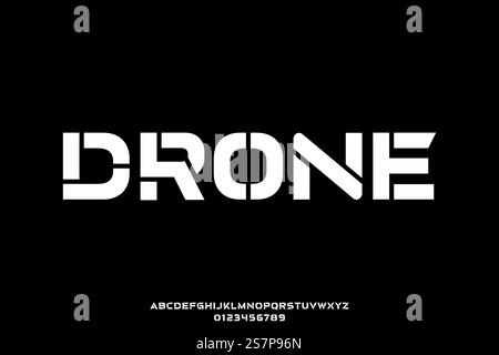 Bold abstract modern stencil type sans serif display font vector Stock Vector