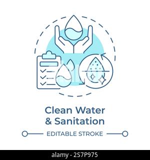 Clean water and sanitation soft blue concept icon Stock Vector