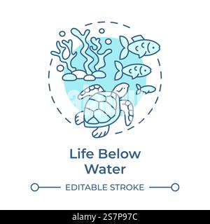 Life below water soft blue concept icon Stock Vector