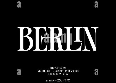 Attractive elegant serif alphabet display font vector with ligature style Stock Vector