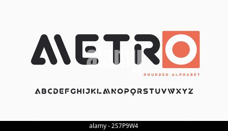 Modern trendy rounded sans serif vector alphabet, uppercase letter set.. Modern trendy rounded sans serif vector alphabet, uppercase letter set Stock Vector