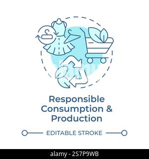 Responsible consumption and production soft blue concept icon Stock Vector