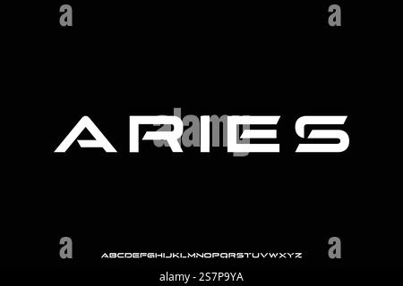Bold modern futuristic display font vector Stock Vector