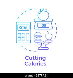 Cutting calories blue gradient concept icon Stock Vector