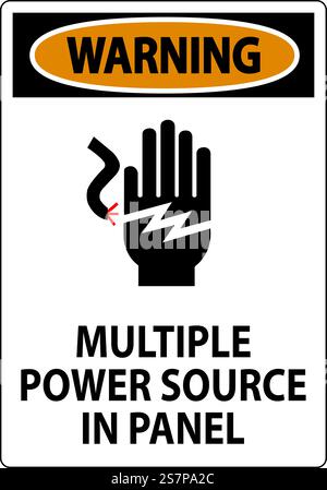 Warning Sign Multiple Power Source In Panel Stock Vector