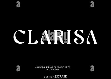 Elegant luxury curved typeface display font vector. Beautiful typography style illustration Stock Vector
