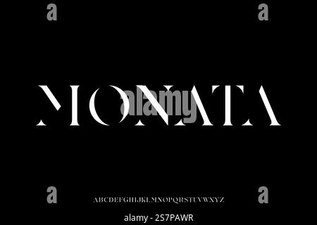 Abstract elegant serif stencil type alphabet display font vector. Unique typography style Stock Vector