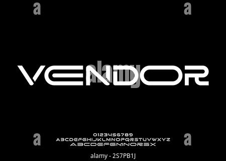 Modern geometric alphabet display font vector with expanded style alternate design Stock Vector