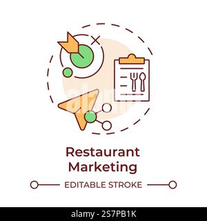 Restaurant management multi color concept icons Stock Vector