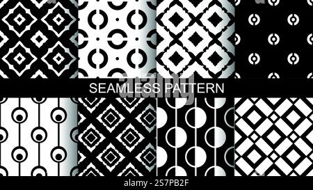 A set of seamless  geometric patterns.Vector illustration Stock Vector