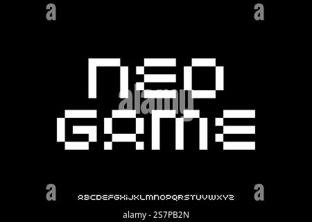Simple pixel bit display font vector Stock Vector