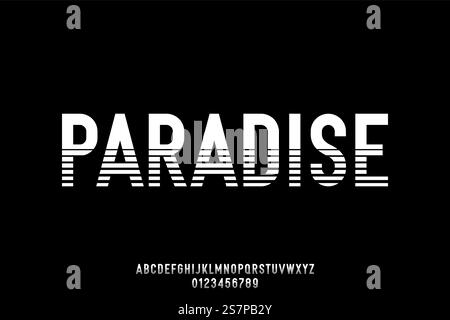 Modern stripe display font vector Stock Vector