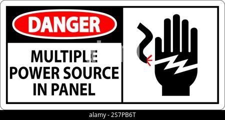 Danger Sign Multiple Power Source In Panel Stock Vector