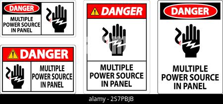 Danger Sign Multiple Power Source In Panel Stock Vector