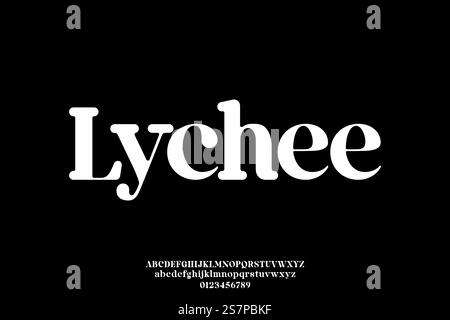 Bold rounded serif typeface display font vector. Unique soft serif typography style Stock Vector