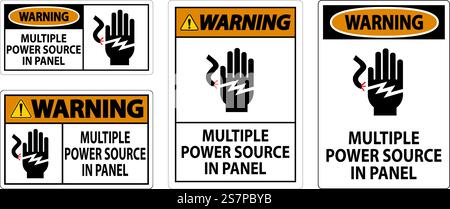 Warning Sign Multiple Power Source In Panel Stock Vector