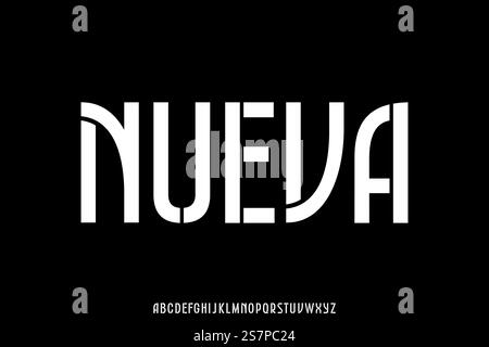 Modern retro stencil type display font vector. Unique typeface design illustration Stock Vector