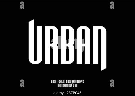 Bold condensed urban style typeface display font vector illustration Stock Vector