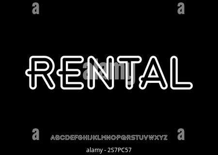 Retro outline display font vector Stock Vector