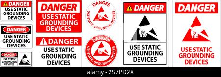 Danger Sign Use Static Grounding Devices Stock Vector