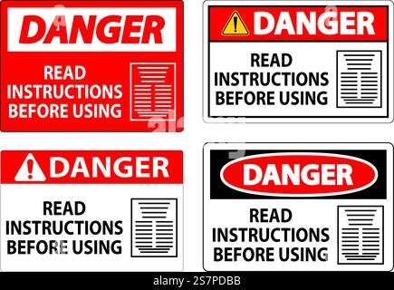 Warning Read Using Danger Machine Sign Read Instructions Before Using Stock Vector Image ...