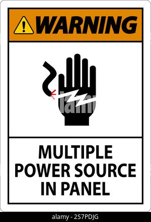Warning Sign Multiple Power Source In Panel Stock Vector