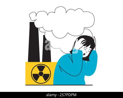 Save Earth concept with character situation. Woman mother hugs sweet ...