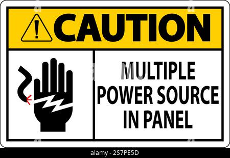 Caution Sign Multiple Power Source In Panel Stock Vector