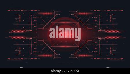 Head-up screen for games and apps. Abstract tech Space. Cyberpunk Sci-fi illustration. Futuristic abstract technology Template. Red Futuristic VR display. HUD interface backdrop. High tech frame. Stock Vector