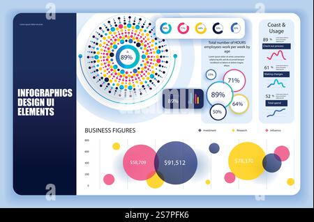 Bundle infographic elements data visualization vector design template ...