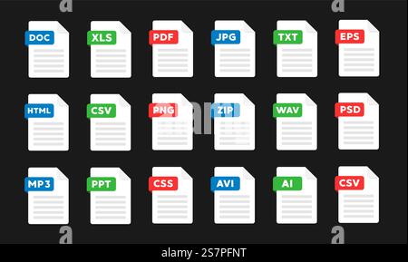 Document file icons vector set Stock Vector