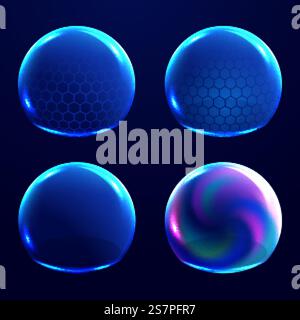 Different energy protection spheres set Stock Vector