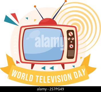World Television Day Vector Illustration on november 21 with TV for Web Banner or Poster in Flat Cartoon Background Design Stock Vector