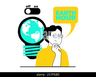 Save Earth concept with character situation. Woman suffers from toxic ...