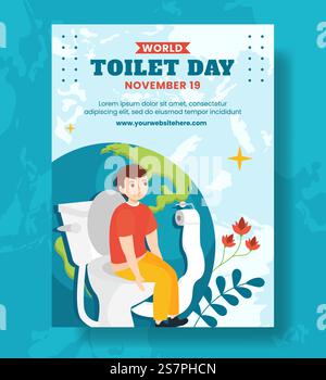 Toilet Day Vertical Poster Illustration Flat Cartoon Hand Drawn Templates Background Stock Vector