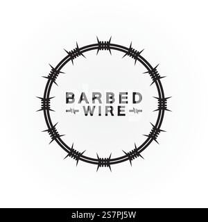 Circle black barbed wire logo design vector illustration Stock Vector