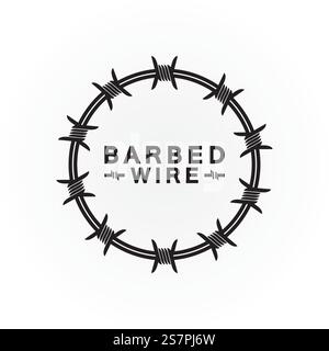 Circle black barbed wire logo design vector illustration Stock Vector