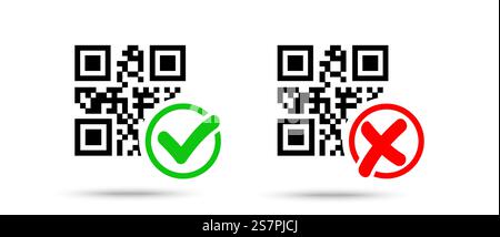 Qr code control icon check mark and cross Stock Vector