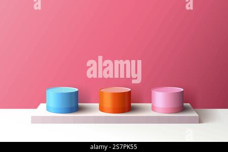 Stage podium with lighting, Stage Podium Scene with for Award, Decor element background. Vector. Stage podium with lighting, Stage Podium Scene with for Award, Decor element background. Vector illustration Stock Vector