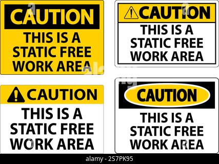 Caution Sign This Is A Static Free Work Area Stock Vector