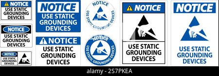 Notice Sign Use Static Grounding Devices Stock Vector