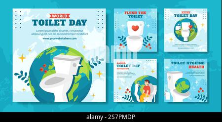 Toilet Day Social Media Post Flat Cartoon Hand Drawn Templates Background Illustration Stock Vector