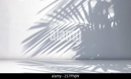 Background of nature cement texture with shadow palm leaves, Empty grey cement wall floor and wall room, Well display product and text present on free Stock Photo