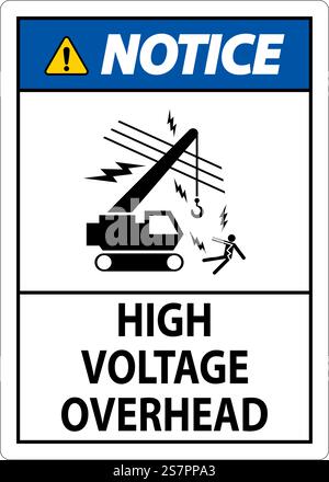 Notice Sign High Voltage Overhead Stock Vector