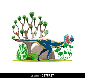 Dilophosaurus Dinosaur Cartoon Character Vector Illustration Stock ...
