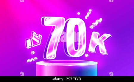 Thank you followers peoples, 70k online social group, happy banner ...