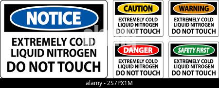 Caution Sign Extremely Cold Liquid Nitrogen Do Not Touch Stock Vector