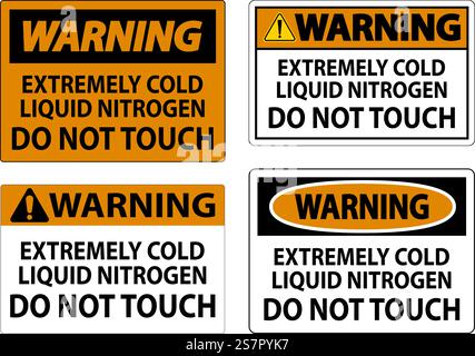 Warning Sign Extremely Cold Liquid Nitrogen Do Not Touch Stock Vector