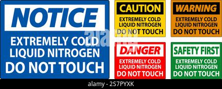 Caution Sign Extremely Cold Liquid Nitrogen Do Not Touch Stock Vector